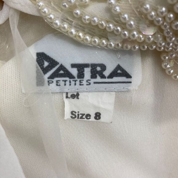 Patra Petites 8P Ivory Dress Beaded Gown Wedding Bride MoB Evening Event Sheer - Picture 5 of 11